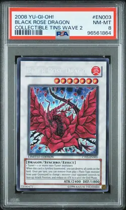 2008 YU-GI-OH! COLLECTIBLE TINS WAVE 2 #EN003 BLACK ROSE DRAGON PSA 8 - Image 1