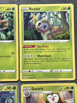 Rowlet Dartrix Pokemon Cards Lot Komiya Art 2021-2024 Starter Pokemon Grass Type - Image 4