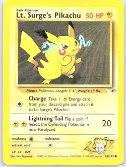 Lt. Surge's Pikachu 081/132 Non Holo Gym Heroes - Pokemon Card - MP - Image 1