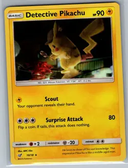 Detective Pikachu 10/18 Holo Detective Pikachu - Pokemon Card - NM - Image 1