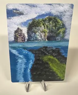 Island Hand Painted Altered Art Card Magic the Gathering - Image 1