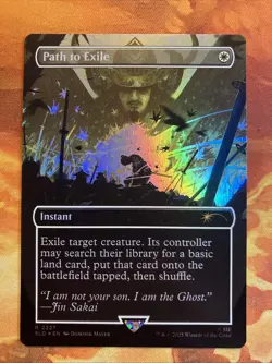 MTG Rainbow Foil Borderless Path to Exile Secret Lair: X Ghost of Tsushima! - Image 1