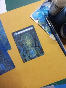 MtG Island Cthulhu Full Magic Altered Hand Painted Art Original Alter Lovecraft - Image 1