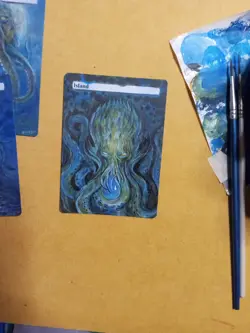 MtG Island Cthulhu Full Magic Altered Hand Painted Art Original Alter Lovecraft - Image 2
