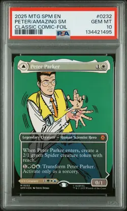2025 MTG MARVEL'S SPIDER-MAN BORDERLESS AMAZING SPIDER-MAN/PETER PARKER PSA 10 - Image 1