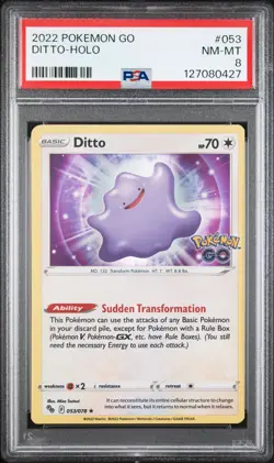 2022 POKEMON GO #053 DITTO-HOLO PSA 8 - Image 1