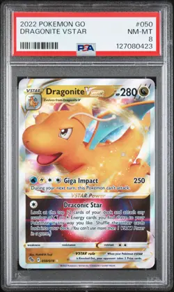 2022 POKEMON GO #050 DRAGONITE VSTAR PSA 8 - Image 1