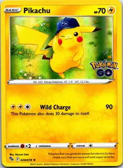 Pikachu (28) Holo Rare PGO Pokemon GO 028/078 NM - Image 1