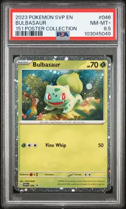2023 POKEMON SVP EN-SV BLACK STAR PROMO 151 POSTER COLL #046 BULBASAUR PSA 8.5 - Image 1