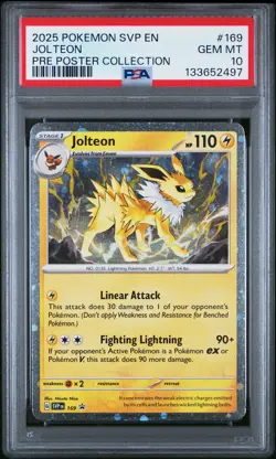 2025 POKEMON SVP EN-SV BLACK STAR PROMO #169 JOLTEON PSA 10 - Image 1