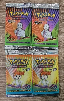 EMPTY NO CARDS Gym Heroes Pokemon TCG Packs Opened Set Of 4 Misty Blaine - Image 1