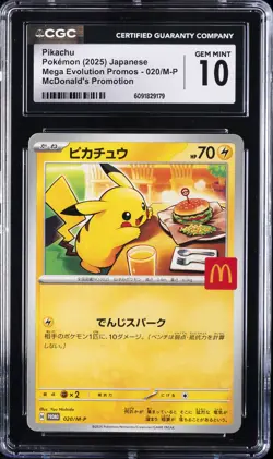 2025 POKEMON JPN MEGA EVOLUTION MCDONALD'S PROMO PIKACHU CGC 10 GEM MINT - Image 1