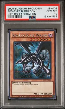 2025 YU-GI-OH! NIKE COLLABORATION PROMO #EN002 RED-EYES BLACK DRAGON PSA 10 - Image 1