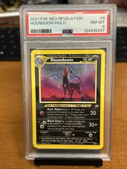 Pokemon TCG Houndoom Neo Revelation Holo Card 8/64 PSA 8 - Image 1