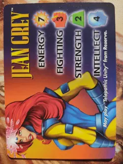 OverPower Marvel IQ Fleer 1996 Jean Grey Hero Character Card Rare NM - Image 1