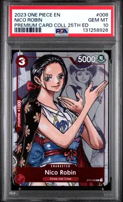 2023 ONE PIECE PREM BANDAI PREM CARD COLLECTION 25TH ED #008 NICO ROBIN PSA 10 - Image 1