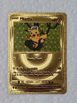 Pikachu Gold Foil Pokemon Card Fan Art Display Card HP80 074/073 - Image 1