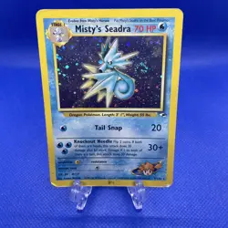 Pokemon TCG Misty's Seadra Prerelease Holo Card With Rare Holo Swirl 9/132 WOTC - Image 1