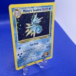 Pokemon TCG Misty's Seadra Prerelease Holo Card With Rare Holo Swirl 9/132 WOTC - Image 2