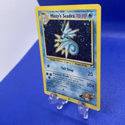 Pokemon TCG Misty's Seadra Prerelease Holo Card With Rare Holo Swirl 9/132 WOTC - Image 3
