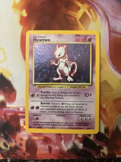 Pokemon Mewtwo TCG Base Set Holo Card 10/102 Unlimited Rare, LP/NM Condition - Image 1