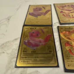 Set of 10/ 5 with doubles Pokemon mew meowth mewtwo Gold Foil Fan Art Cards - Image 2