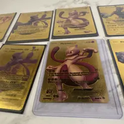 Set of 10/ 5 with doubles Pokemon mew meowth mewtwo Gold Foil Fan Art Cards - Image 5
