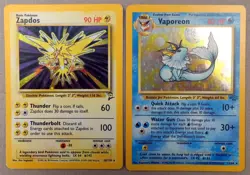Lot of 2 POKEMON CARDS American Holos, ZAPDOS & VAPOREON, 1999, Used - Image 1