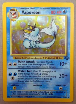 Lot of 2 POKEMON CARDS American Holos, ZAPDOS & VAPOREON, 1999, Used - Image 3