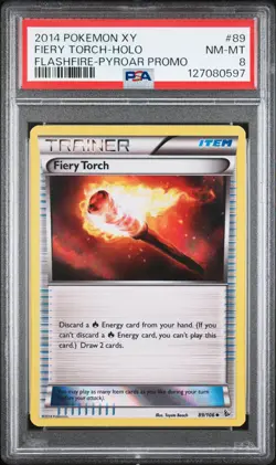 2014 POKEMON XY FLASHFIRE PYROAR PROMO #89 FIERY TORCH-HOLO PSA 8 - Image 1