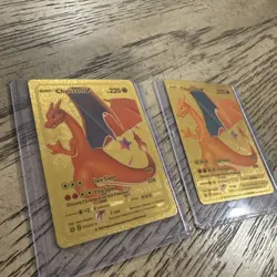 Set of 2 - Charizard V Gold Foil Collectors Pokemon Card (NM) secret Rare Card - Image 1