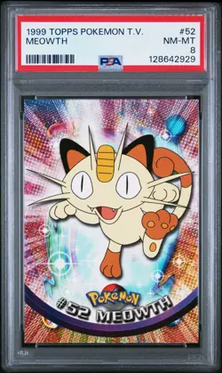 1999 TOPPS POKEMON TV #52 MEOWTH PSA 8 - Image 1