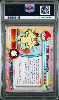 1999 TOPPS POKEMON TV #52 MEOWTH PSA 8 - Image 2