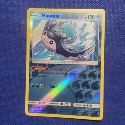 2018 Sun & Moon - Lost Thunder Mantine Reverse Holo Pokemon Card 58/214 NM - Image 1