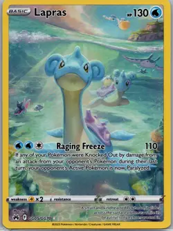 Lapras GG05/GG70 Crown Zenith Galarian Gallery Holo Card Near Mint Condition - Image 2