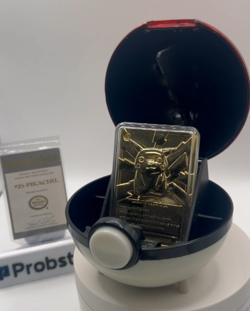 Pokemon Special Ed 23 Karat Gold Plated Card #25 Pikachu W/ Pokeball Display COA - Image 2