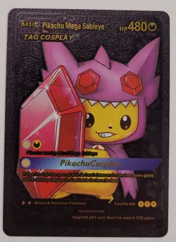 Pokemon Card Pikachu Mega Sableye Full Art Black Gold Foil Fan Art #005 - Image 1