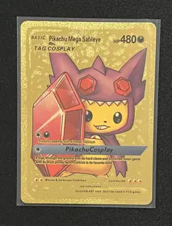 Pikachu Mega Sableye Cosplay Foil Pokemon Card Gift Fan Art Collectible - Image 1
