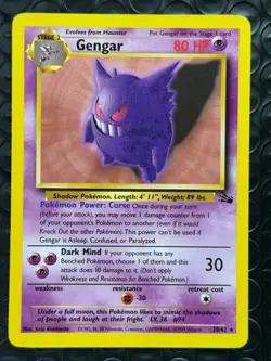 Gengar 20/62 Base Set Series Fossil RARE Stage 2 Pokemon Card 1999 WOTC NM - Image 1