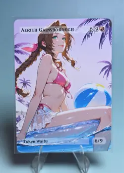 Aerith, Waifu the Gathering, Custom Anime Waifu Final Fantasy Trading Card - Image 1