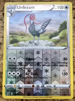 Pokemon Rebel Clash Unfezant Rare Reverse Holo 145/192 Pokemon Card - Image 1