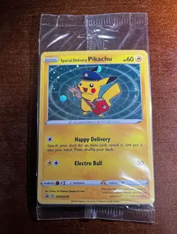 Special Delivery Pikachu SWSH074 Promo Pokemon Card - Sealed Holo Swirl - Image 2