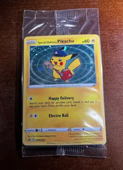 Special Delivery Pikachu SWSH074 Promo Pokemon Card - Sealed Holo Swirl - Image 3