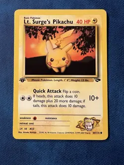 Pokemon TCG Lt. Surge's Pikachu 84/132 Gym Challenge 1st Edition - Image 1