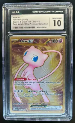 2023 Pokemon SV Ultra Premium Collection Mew EX Gold Metal 205/165 CGC 10 - Image 1