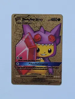 Pokemon Pikachu Mega Sableye #005 TAG Cosplay Gold Foil Fan Art - Image 1