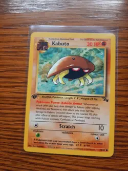 Pokemon TCG Kabuto Fossil 1st Edition Common Card 50/62 Regular - Image 1