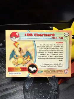 CHARIZARD #06 TOPPS Series 1 Non-Holo Green Logo Pokemon Card - Image 2