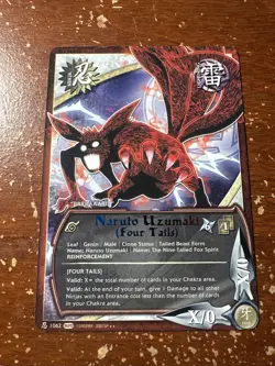 Naruto CCG Naruto Uzumaki Four Tails 1062 LP Rare Card Nonfoil - Image 1