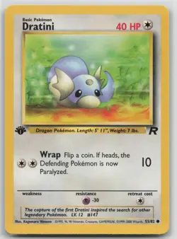 1st Edition Vintage Pokemon Card Dratini Common Team Rocket 53/82 VLP - Image 1